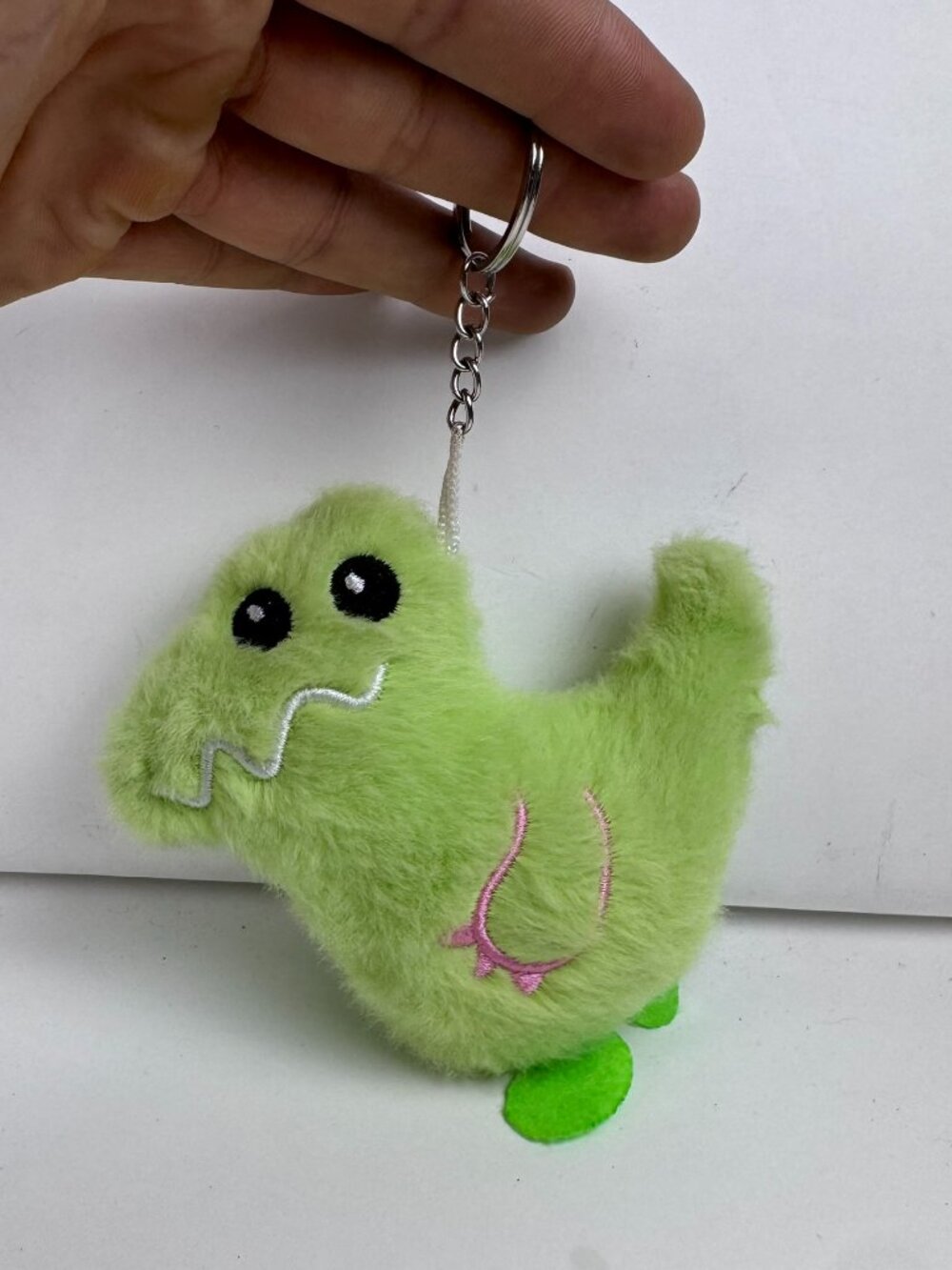 Green Dinosaur Plush Keychain 4" Cute Monster Fuzzy Bag Clip Toy